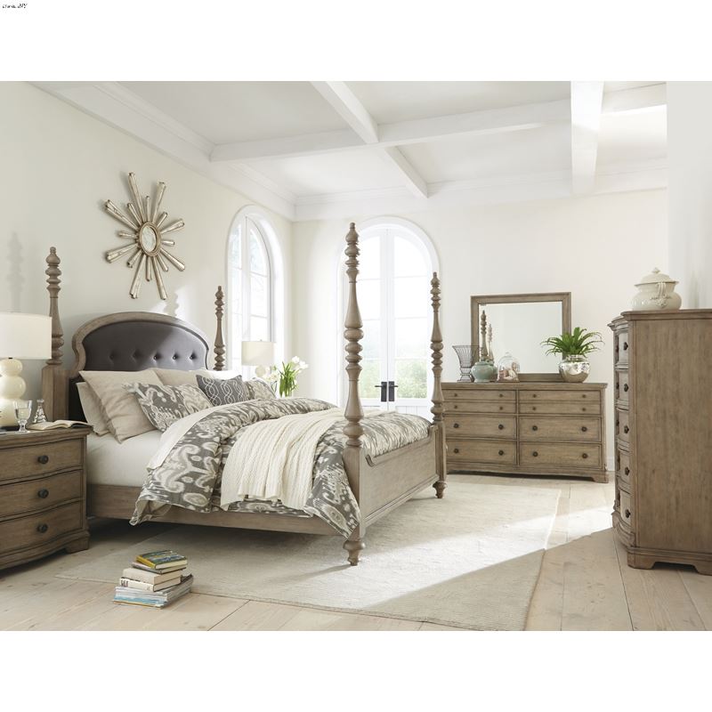 The Corinne 4pc King Poster Bedrooom Set in Sun D