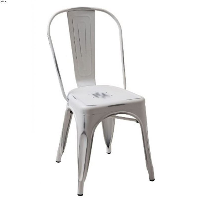 T-5816 - Modern Vintage White Metal Dining Chair