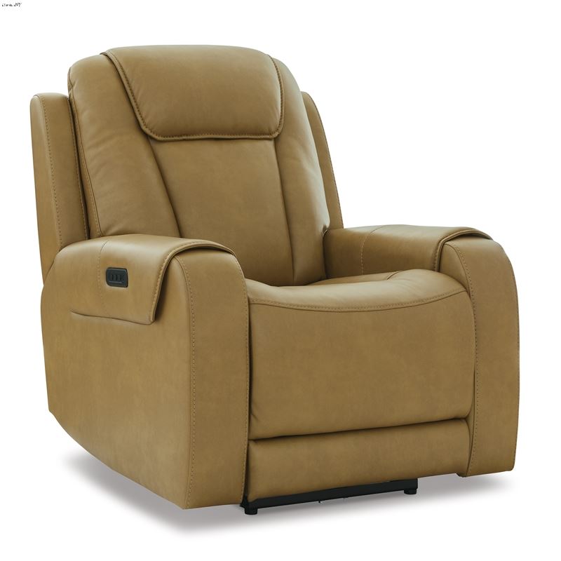 Card Player Cappuccino Faux Leather Power Recliner
