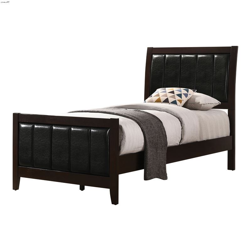Carlton Twin Cappuccino Upholstered Bed 202091T