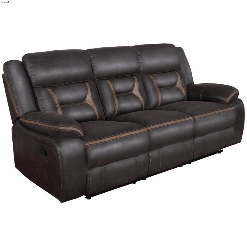 Greer Brown Leatherette Reclining Sofa 651354