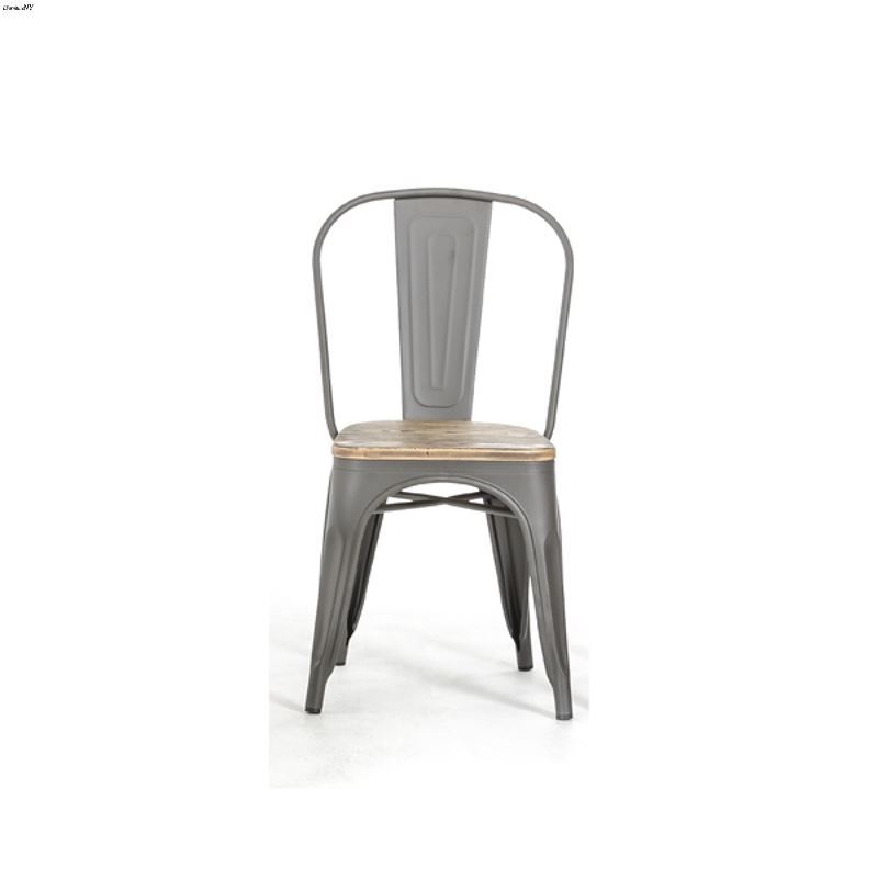 Modern Grey Metal and Wood Dining Chair