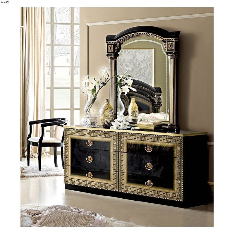 Aida Black and Gold 6 Drawer Double Dresser by Cam