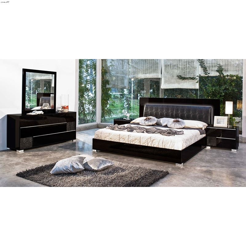 Grace Italian Modern Black Bedroom Set
