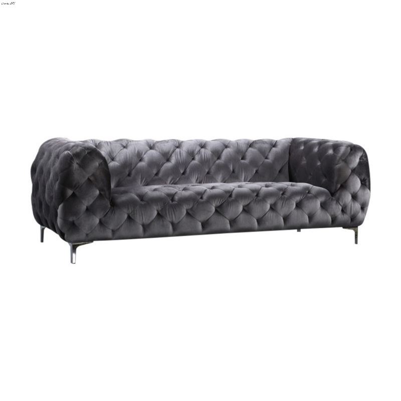 Mercer Grey Velvet Tufted Sofa