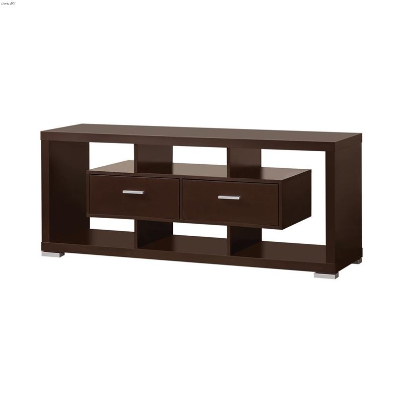Modern 59 inch 2 Drawer Cappuccino TV Console 7001