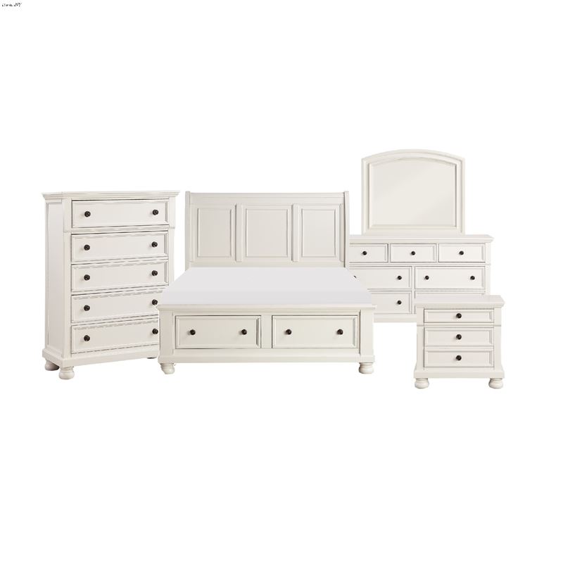Laurelin White Queen5pc Sleigh Storage Bedroom Set