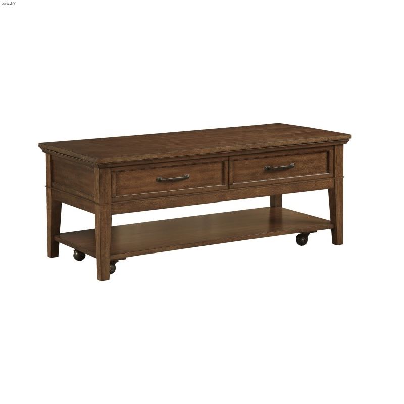 Whitley Walnut Brown Storage Coffee Table with Cas