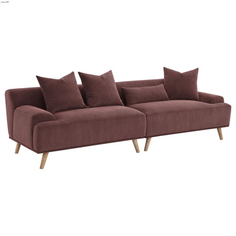 Elizabeth Wine Red Corduroy Extra Long Sofa 503957