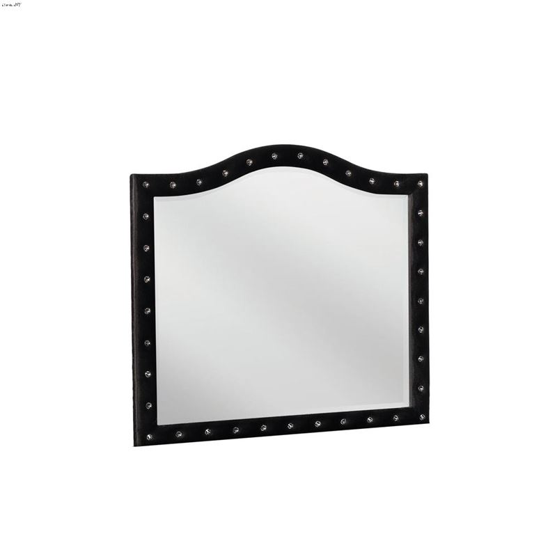 Deanna Black Velvet Button Tufted Mirror 206104