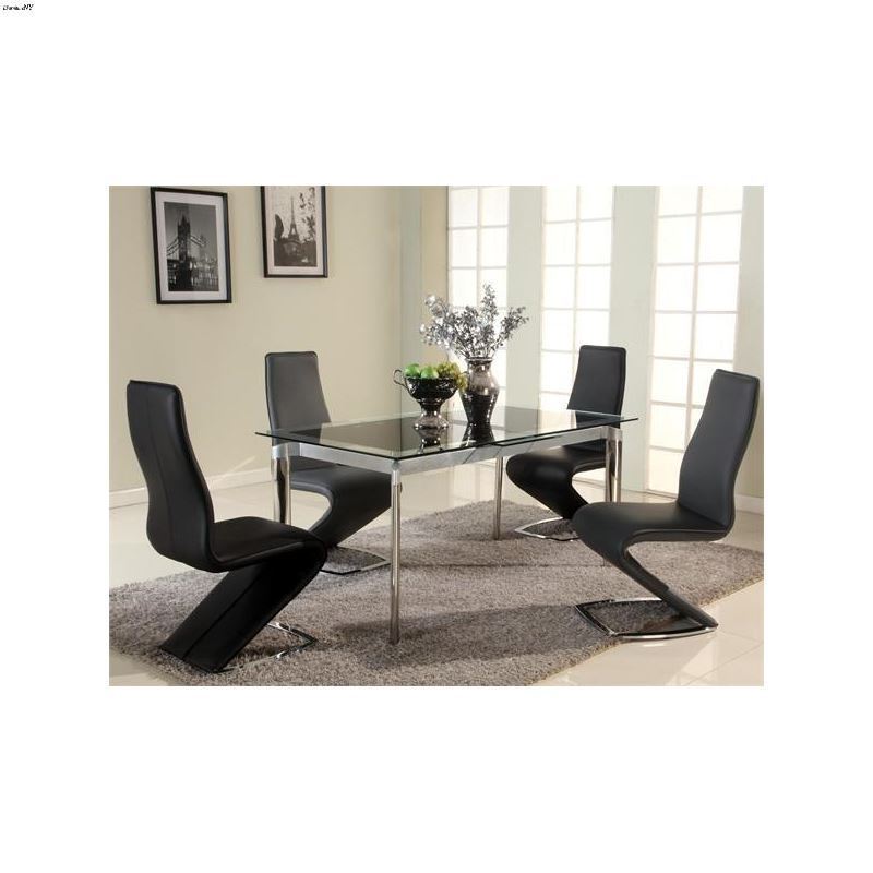 Modern Tara Black Extendable Glass Dining Table by