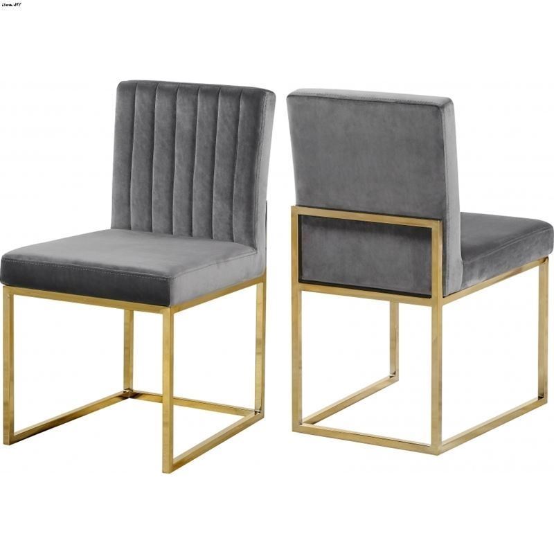 Giselle Grey Upholstered Velvet Dining Chair - Gol