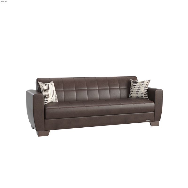 Barato Brown Leatherette Convertible Sofa Bed with