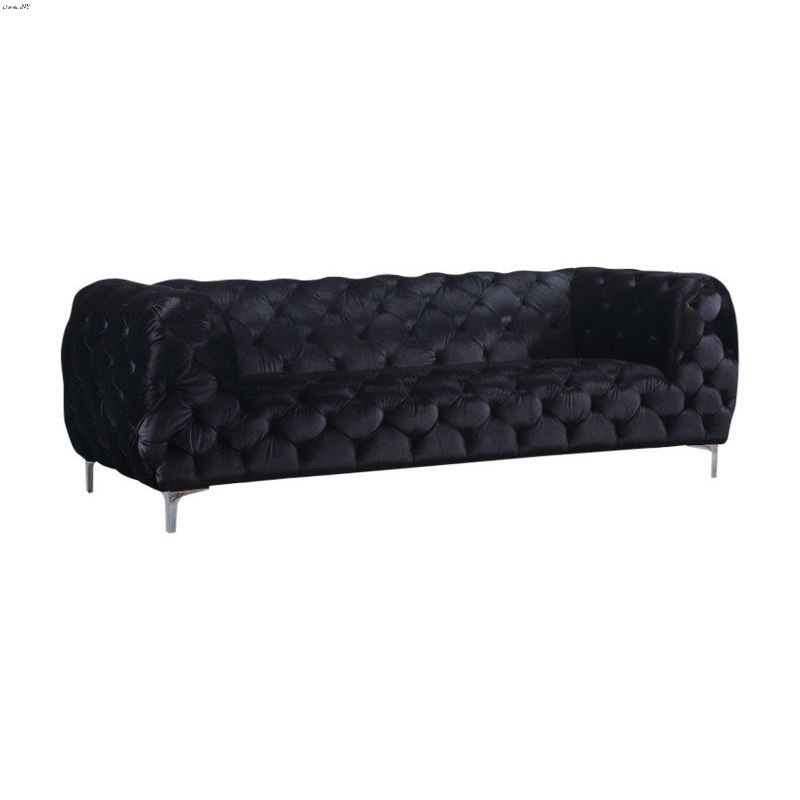Mercer Black Velvet Tufted Sofa