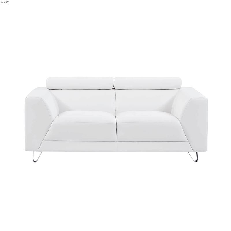 Modern White Leatherette Love Seat U8210