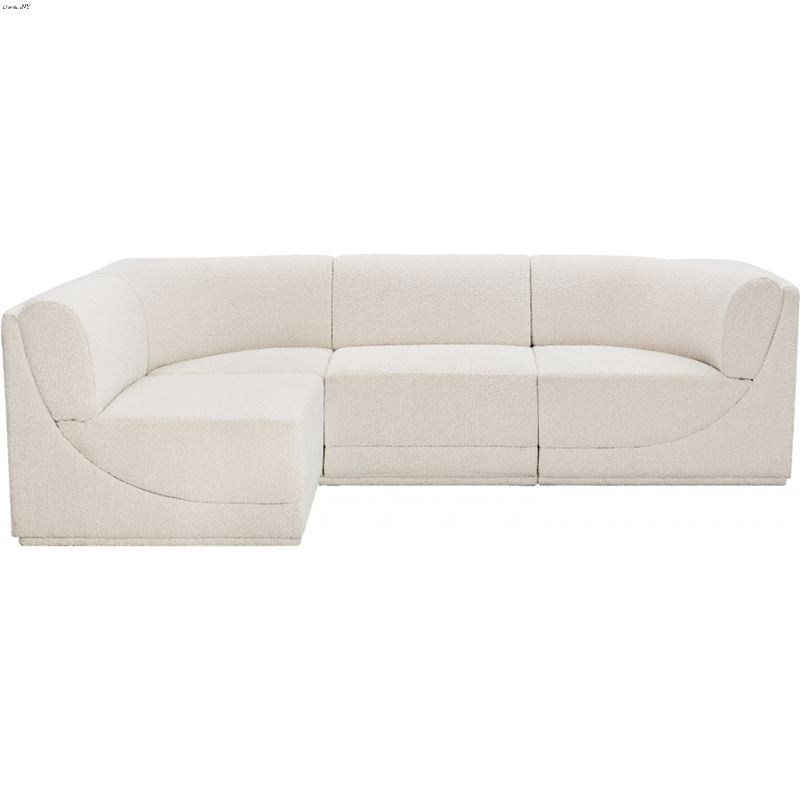 Ollie 98 inch Cream Boucle Fabric Sectional