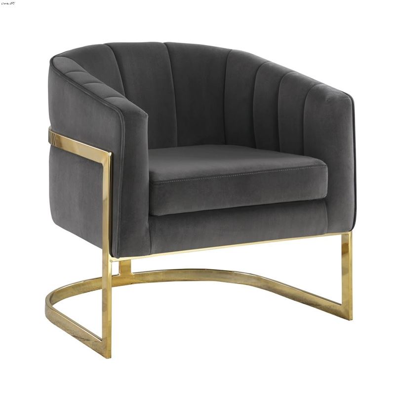 Joey Grey and Gold Tufted Barrel Accent Chair 9030