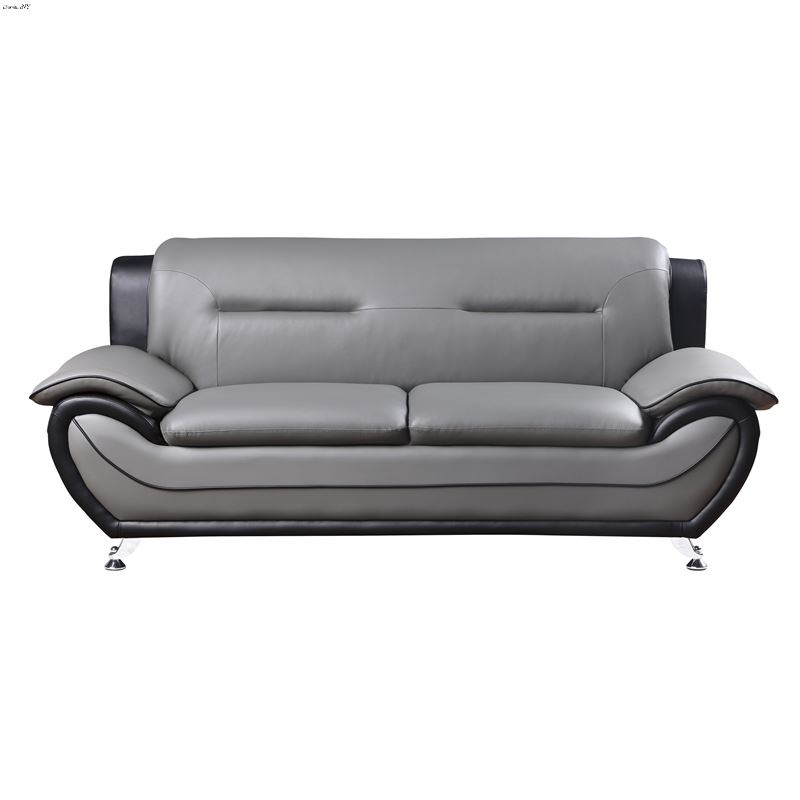 Matteo Modern Grey and Black Leatherette Sofa 9419