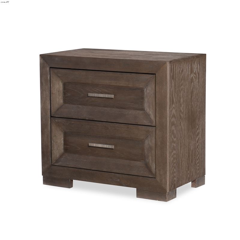 Facets 2 Drawer Night Stand with USB in Mink with