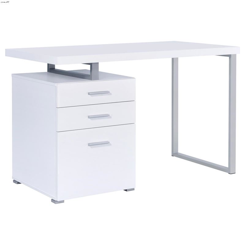 Brennan 47 inch Modern White 3 Drawer Office Desk