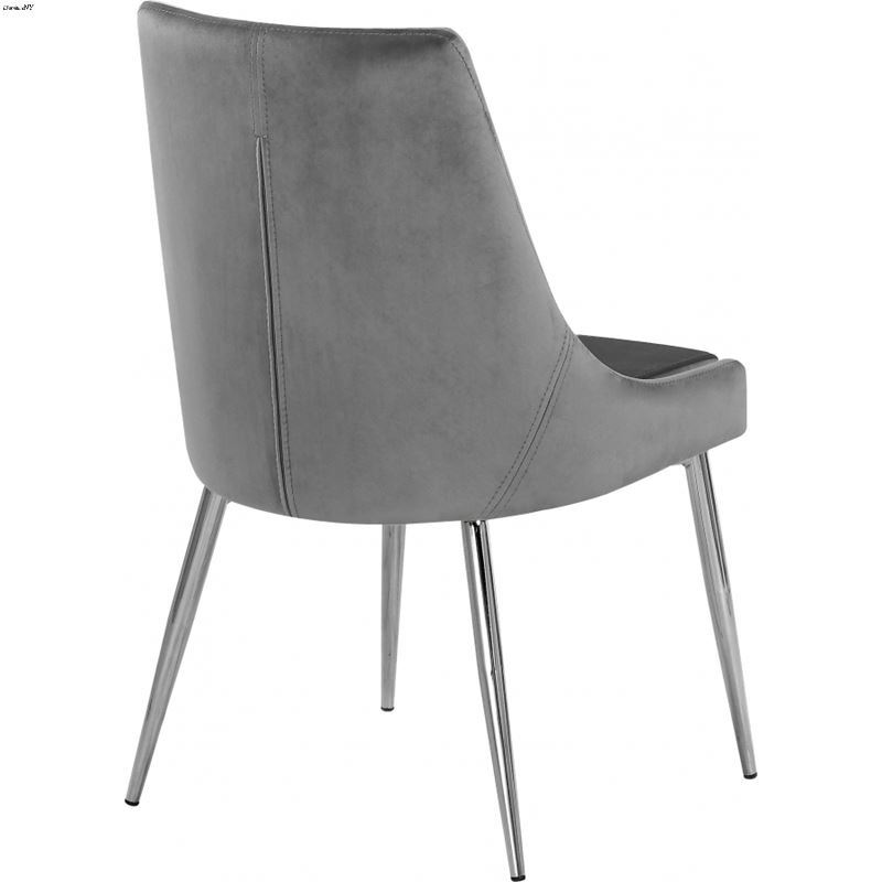 Karina Grey Upholstered Velvet Dining Chair - Chrome Base - Set of 2