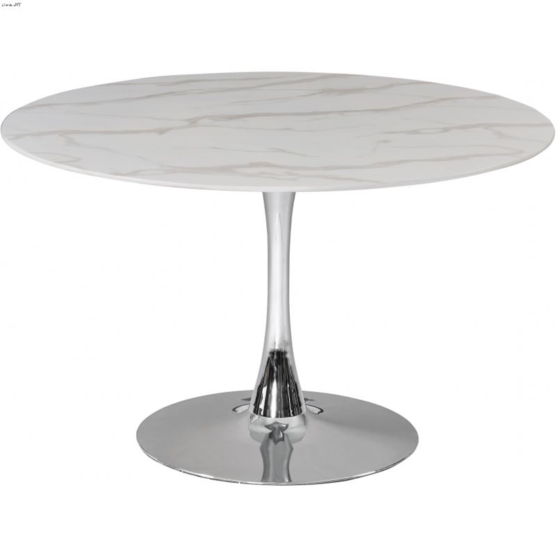 Tulip 48 Inch Round Faux Marble Dining Table - Chr