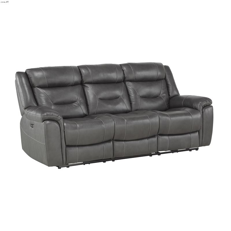 Kennett Dark Gray Leather Power Reclining Sofa 952