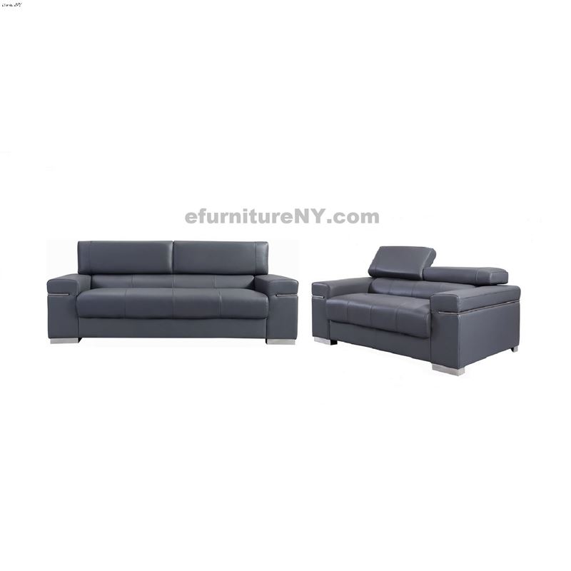 Soho Grey Leather Sofa and Love Seat