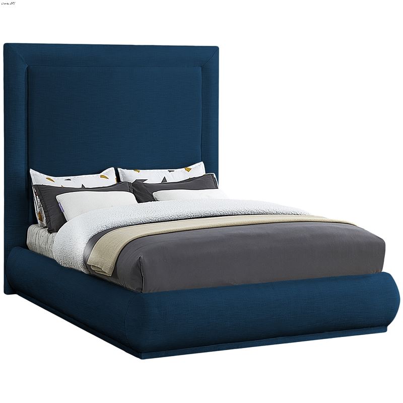 Brooke Navy Linen Textured Fabric Bed