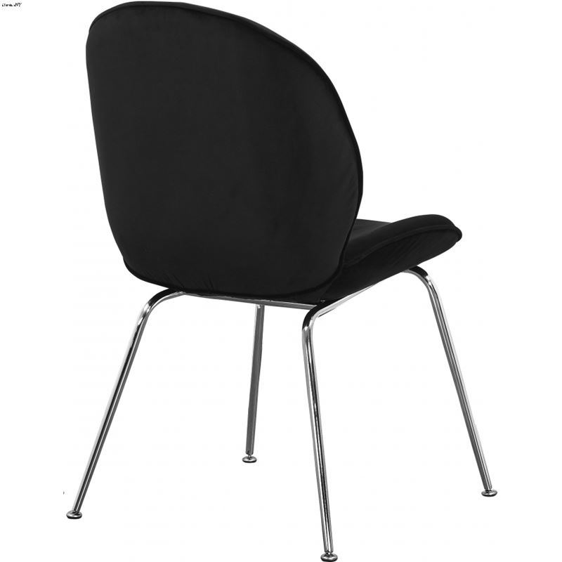 Paris Black Upholstered Velvet Dining Chair - Chrome Base - Set of 2