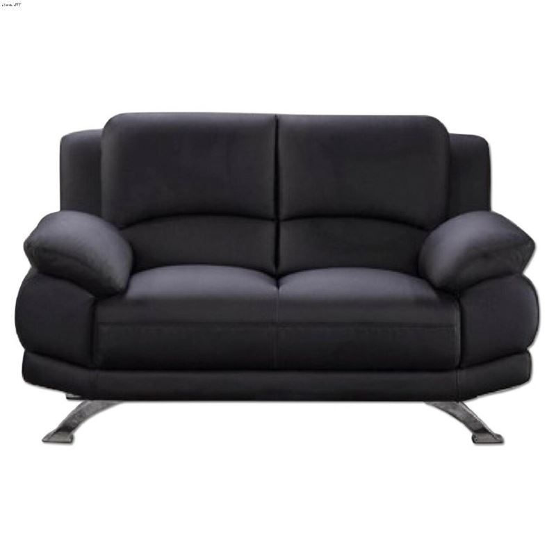 Modern 117 Black Leather Loveseat