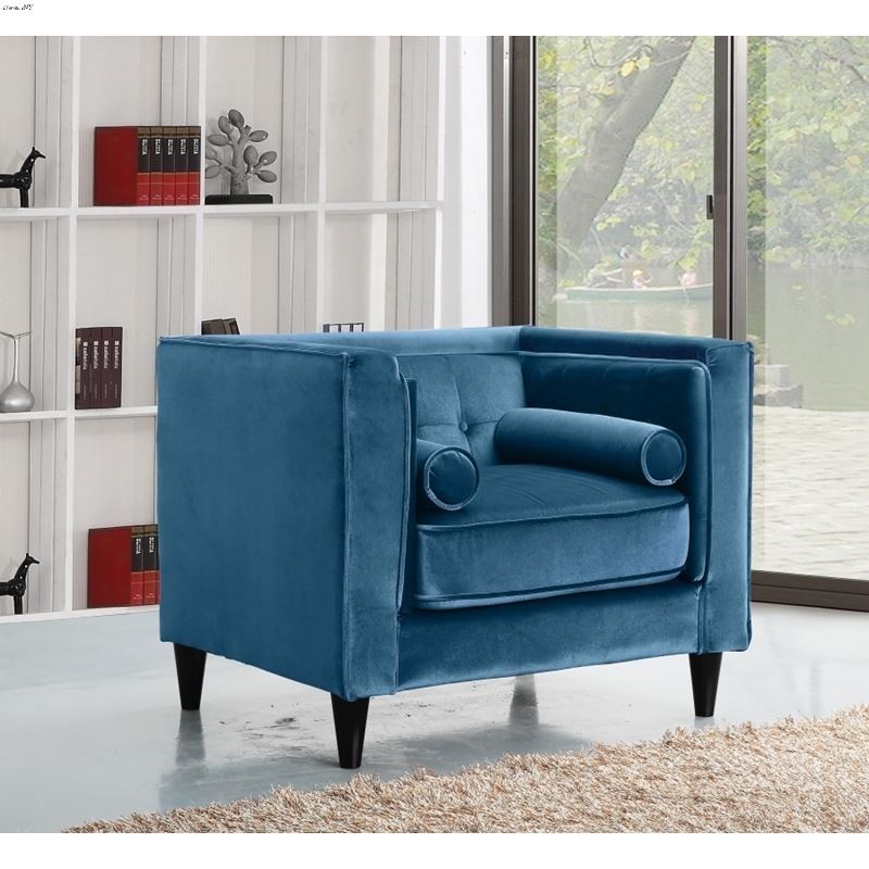 Taylor Light Blue Velvet Tufted Chair