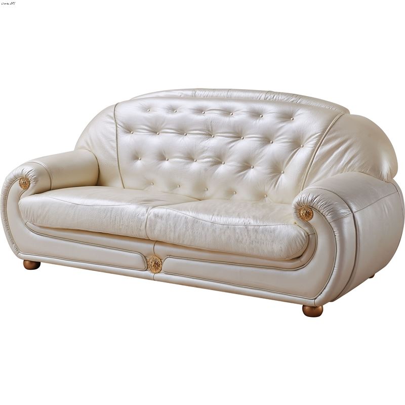 Giza Tufted Ivory Leather Sofa
