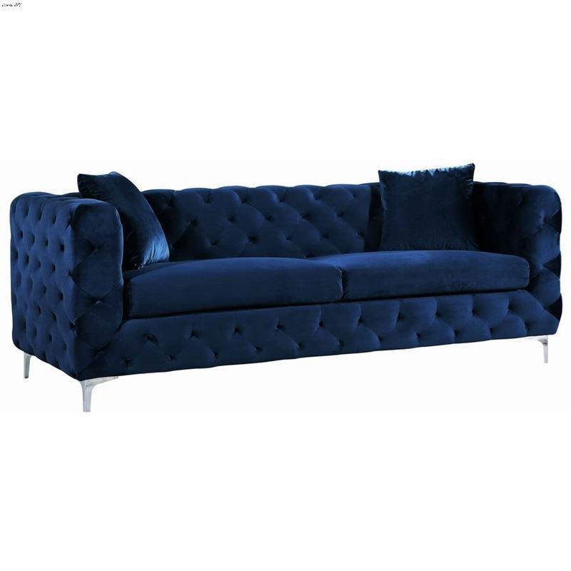 Scarlett Navy Velvet Tufted Sofa