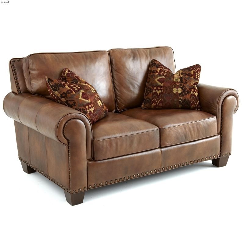 Silverado Caramel Brown Leather Love Seat