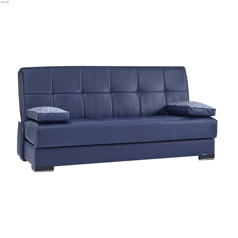 Soho Blue Leatherette Convertible Sofa Bed with-3