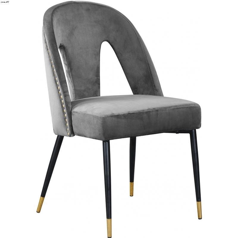 Akoya Grey Upholstered Velvet Dining Chair - Set of 2
