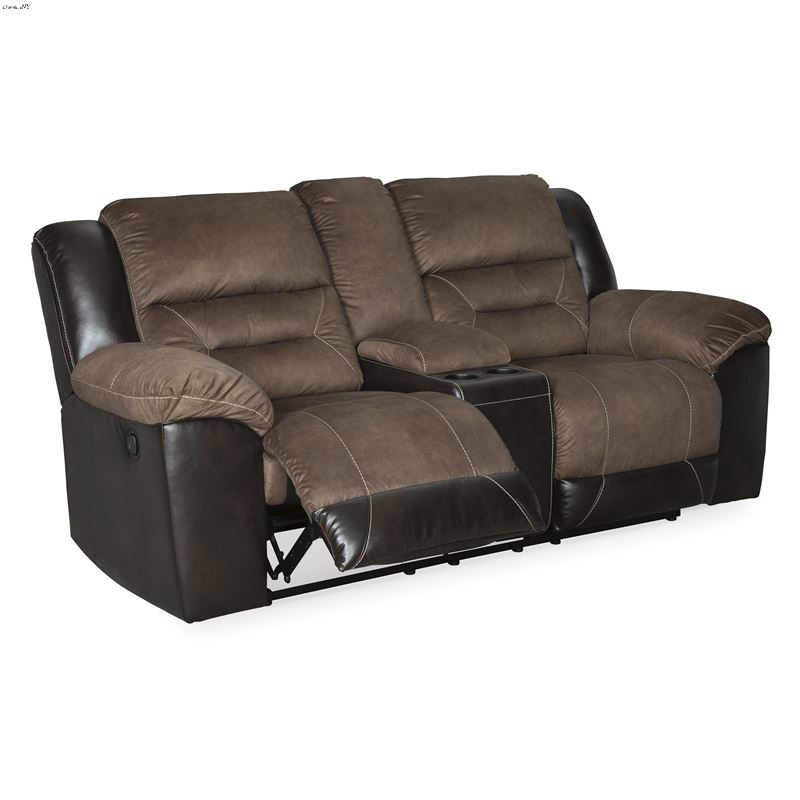 Earhart Chestnut Fabric Reclining Loveseat with Co