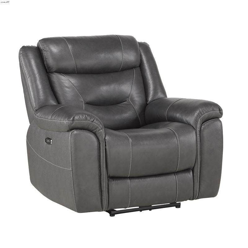 Kennett Dark Gray Leather Power Reclining Chair 95