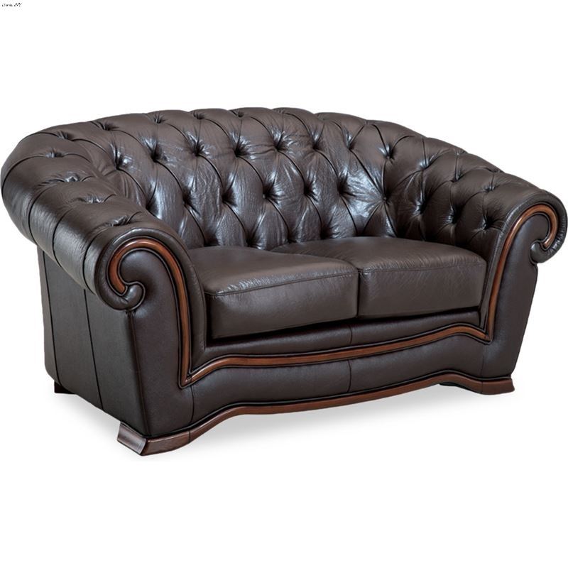 262 Classic Brown Embosed Leather Love Seat