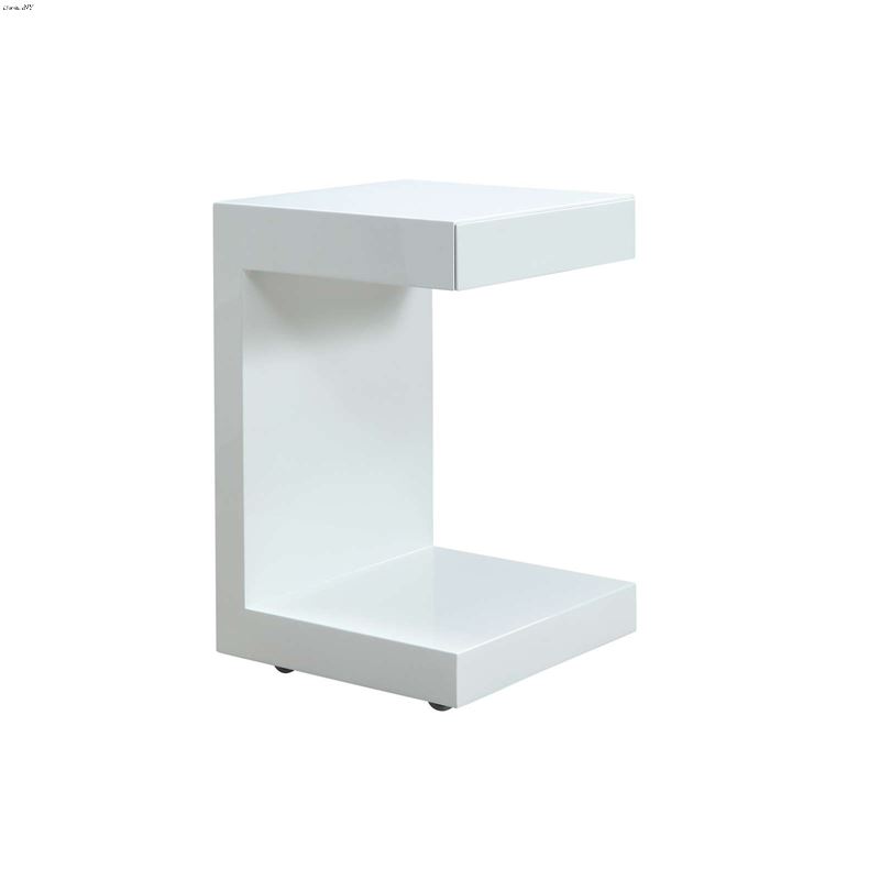 Lino High Gloss White Lacquer Nightstand by Casabi