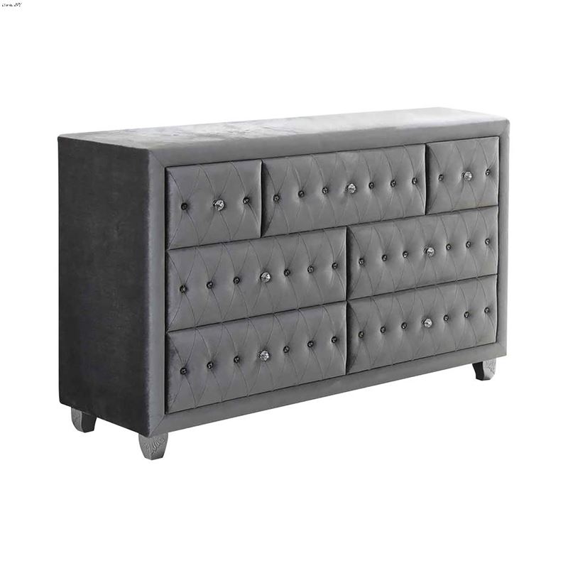 Deanna Grey Velvet 7 Drawer Dresser 205103