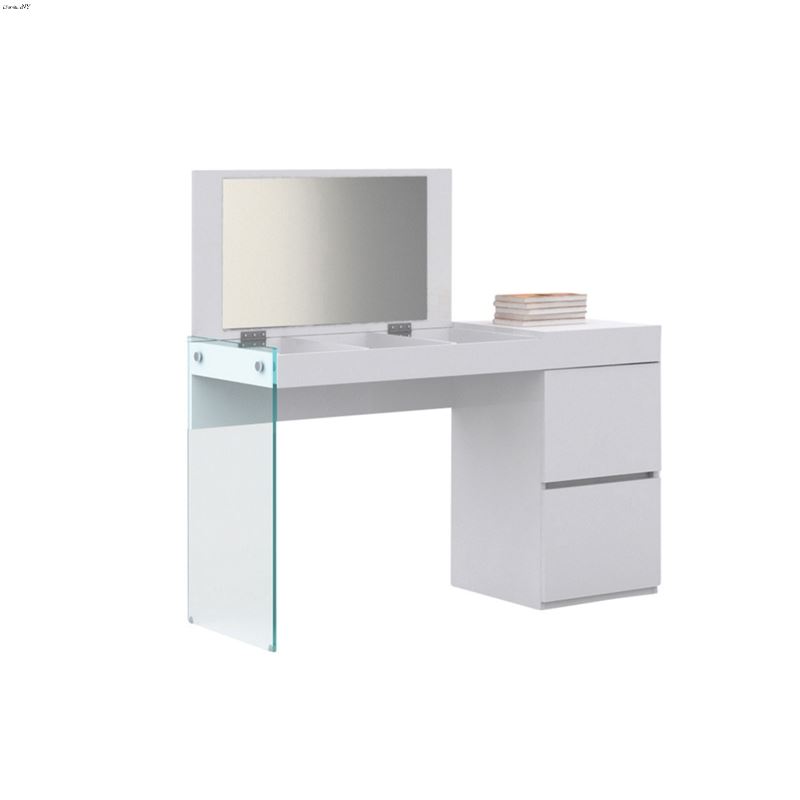 IL Vetro High Gloss White Lacquer Vanity by Casabi