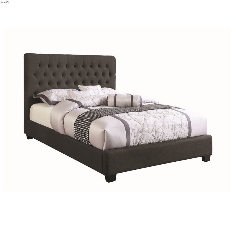 Chloe Charcoal King Tufted Fabric Bed 300529KE