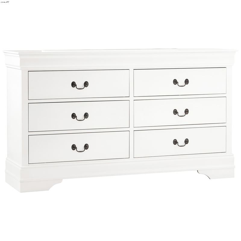 Mayville White 6 Drawer Dresser 2147W-5 by Homeleg