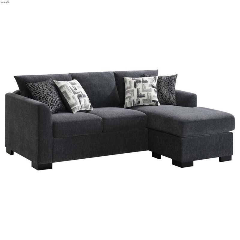 Storey Dark Grey Sleeper Sectional Sofa Chaise 504