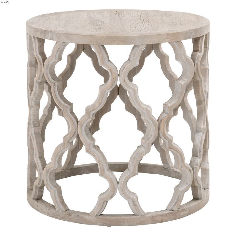 Clover Large Round Smoke Grey Elm End Table