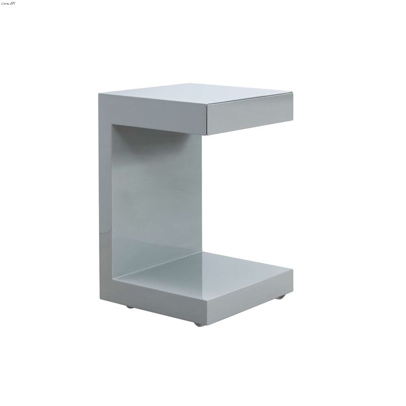 Lino High Gloss Gray Lacquer Nightstand by Casabia