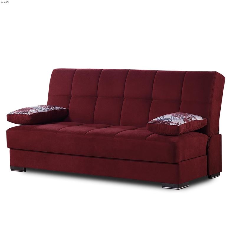 Soho Burgundy Upholstered Convertible Sofa Bed wit