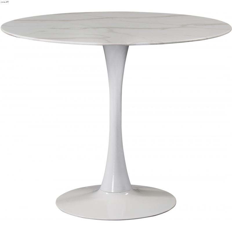 Tulip 36 Inch Round Faux Marble Dining Table - Whi